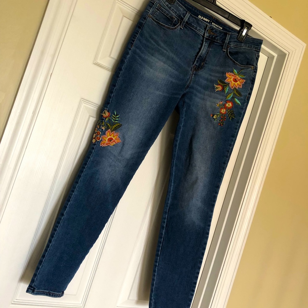 Flower Embroidered Rockstar Jean